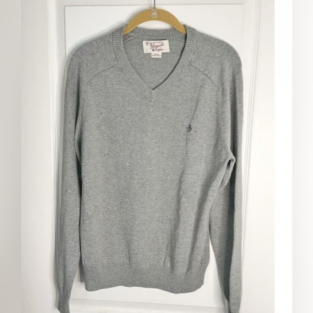 Men Penguin by Munsingwear Knit V Neck Long Sleeve 100% Cotto...Size XL